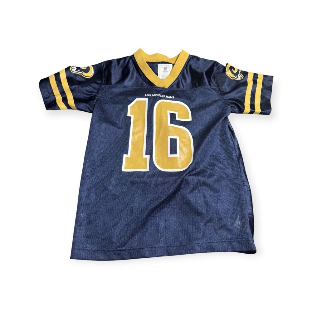NFL Youth LA Rams Goff #16 Jersey Size Medium 8/10 Team Apparel Jersey Navy Blue